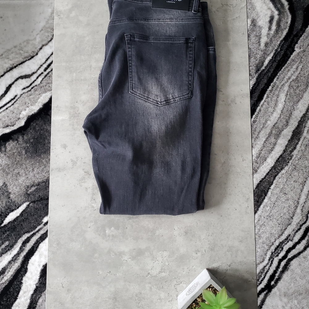 Legend London Stretch Grey Wash Distressed Knee Jeans M 36/30